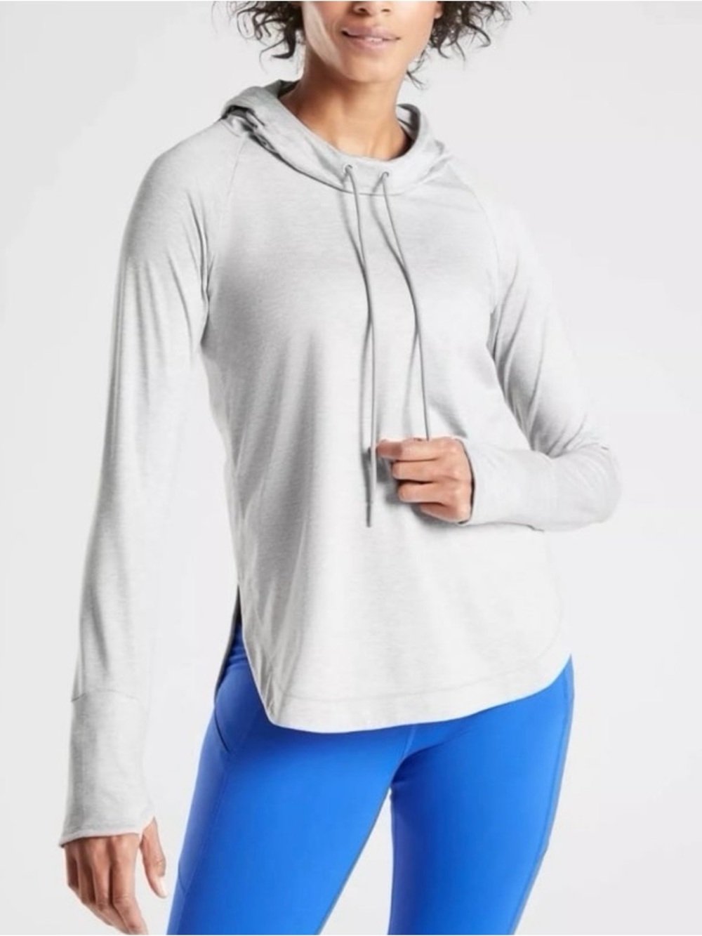 Athleta NWD Light Grey Hooded Long-Sleeve Uptempo Top Size XXS